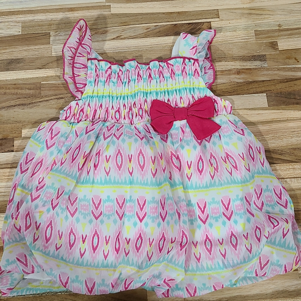Bon Bebe Pink and White Patterned Kids Dress